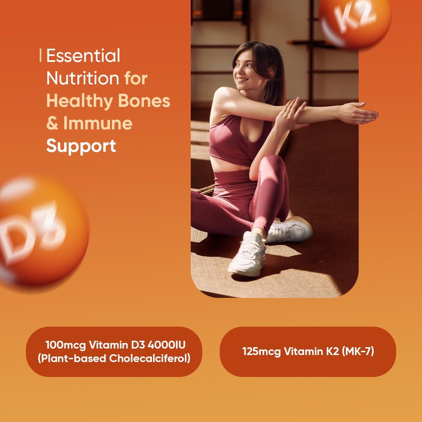 WeightWorld Vitamin D3 4000 IU + K2 (MK-7) 125mcg - 240 Tablets - görsel 2
