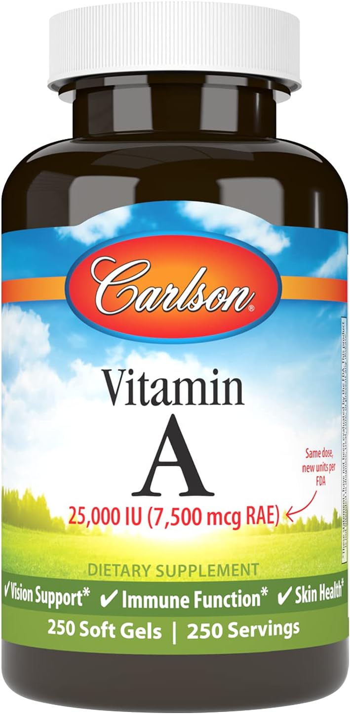 Carlson Vitamin A 25,000 IU, 250 Soft Gels - görsel 1