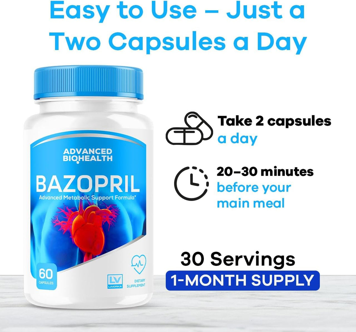 (3 Pack) Bazopril Capsules - Official Bazopril Advanced Formula for Blood Balance Support, Natural Food Supplement for Overall Health & Wellbeing, 180 Capsules (3-Month Supply) - görsel 4