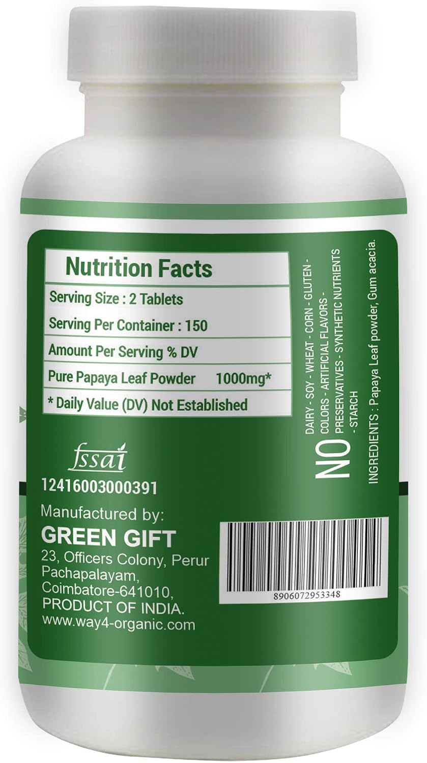 Papaya Leaf Extract Tablets 1000mg – 300 Tablets – Immune & Digestive Support - görsel 4