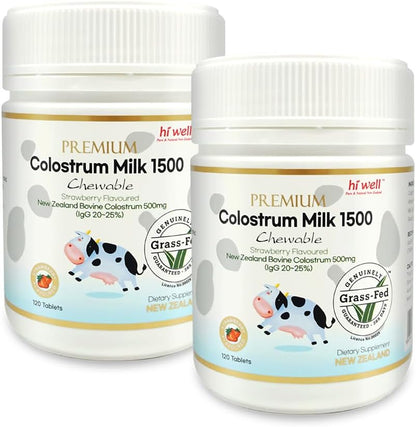 Hi Well Premium Grass-Fed Colostrum 1500 – 120 Tablets (2-Pack)