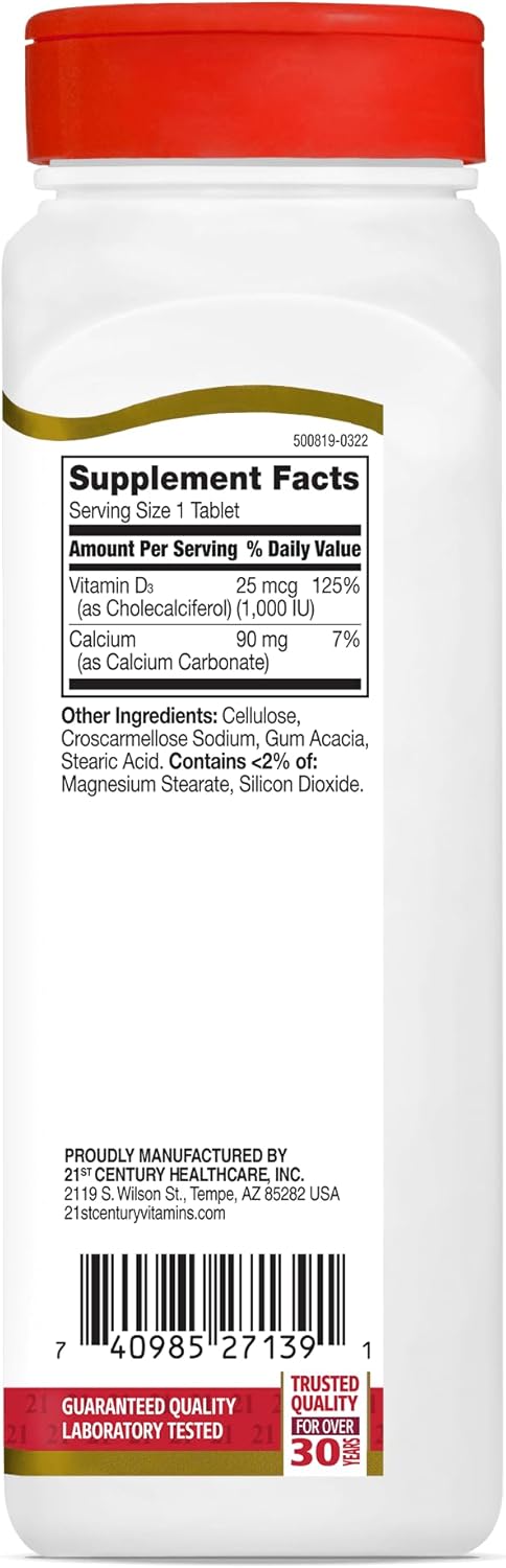 21st Century D3 1000 IU Tablets, 500 Count - görsel 2