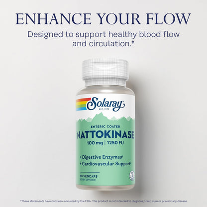Solaray Nattokinase 1,250 FU Food Supplement – Enteric Coated, 30 Vegan Capsules