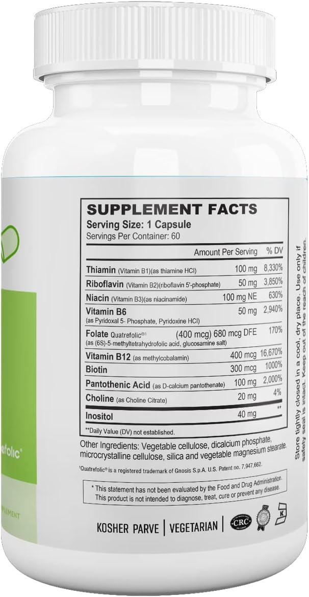 Nutri Supreme Ultimate B Complex – Highly Absorbable Essential B Vitamins with Methylfolate, 60 Capsules - görsel 2
