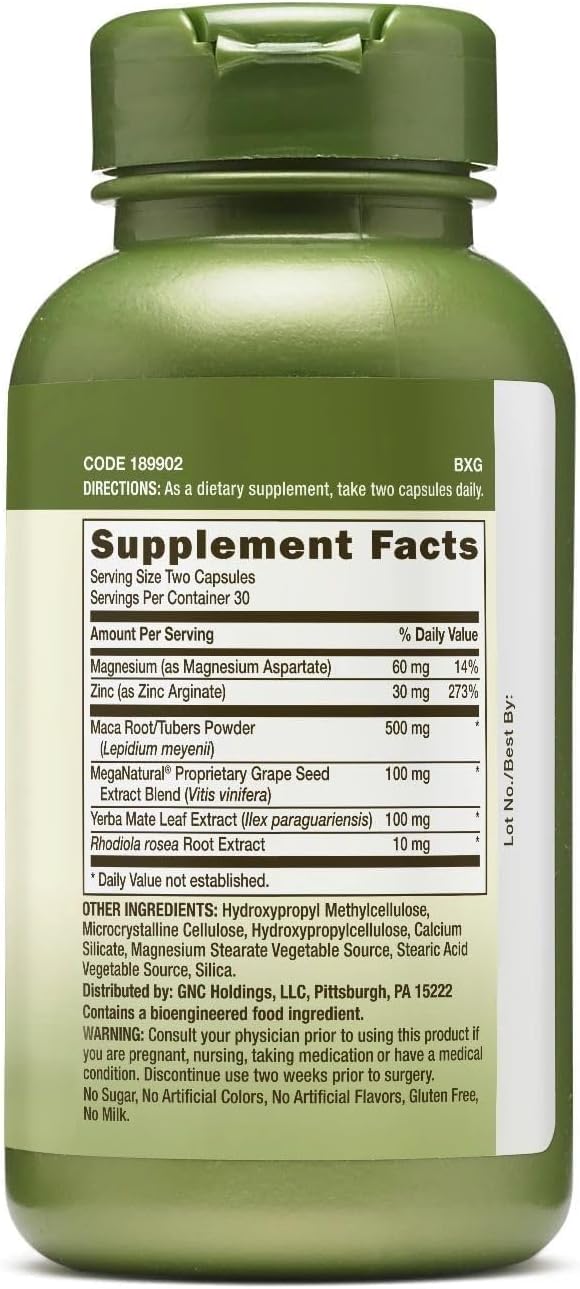 GNC Herbal Plus Maca Complex Supplement, 30 Servings - görsel 2