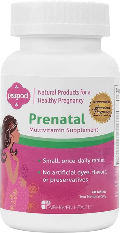 Fairhaven Health Peapod Prenatal Multivitamin – Once Daily, Vanilla Flavour – with Methylfolate, Iron & Vitamin C – 60 Tablets (2-Month Supply)