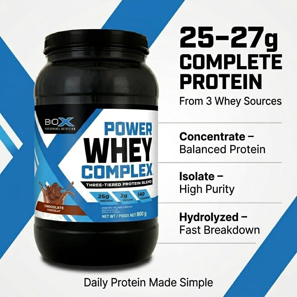 BioX Power Whey Complex | High Protein 100% Pure Whey Protein Powder | 26g Protein | 52 Servings, 4LB (Chocolate) - görsel 7