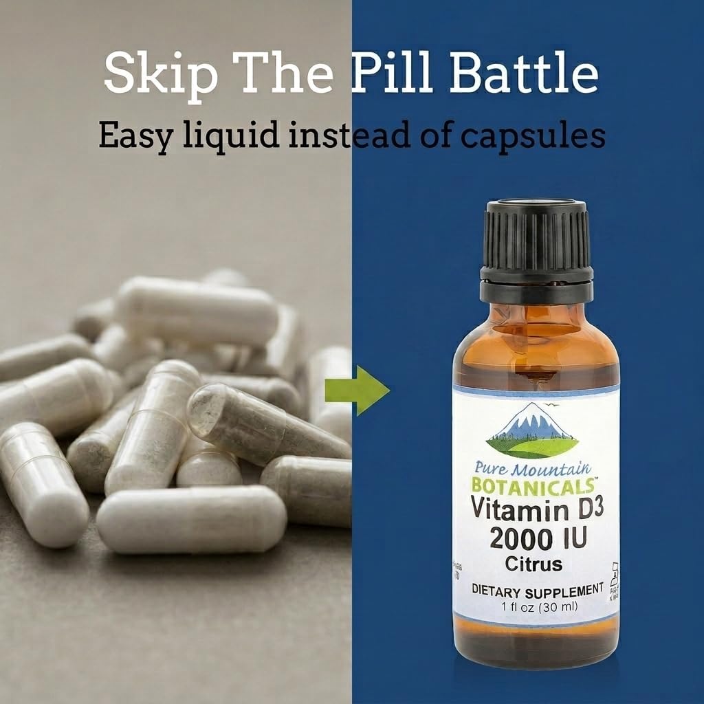 Liquid Vitamin D3 Drops – 2000 IU – Natural Orange Lemon Flavour – Pure Mountain Botanicals - görsel 3
