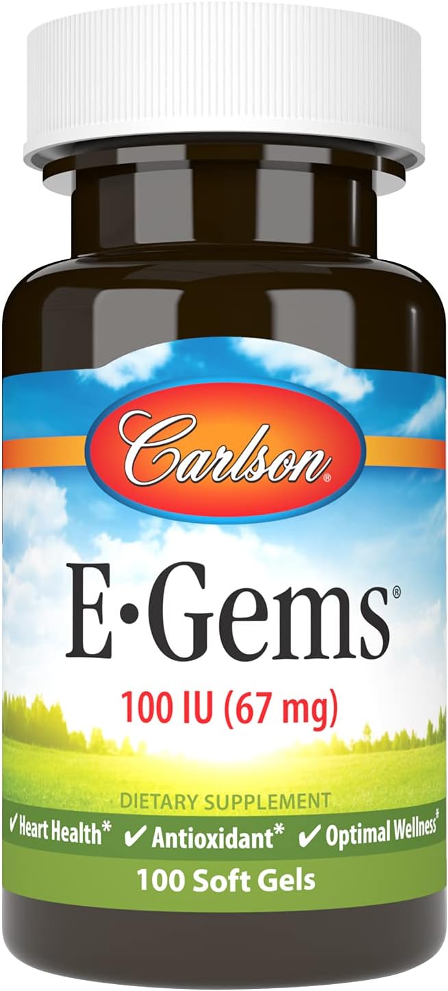 Carlson E-Gems Natural-Source Vitamin E 100 IU (67 mg) - 100 Soft Gels - görsel 1