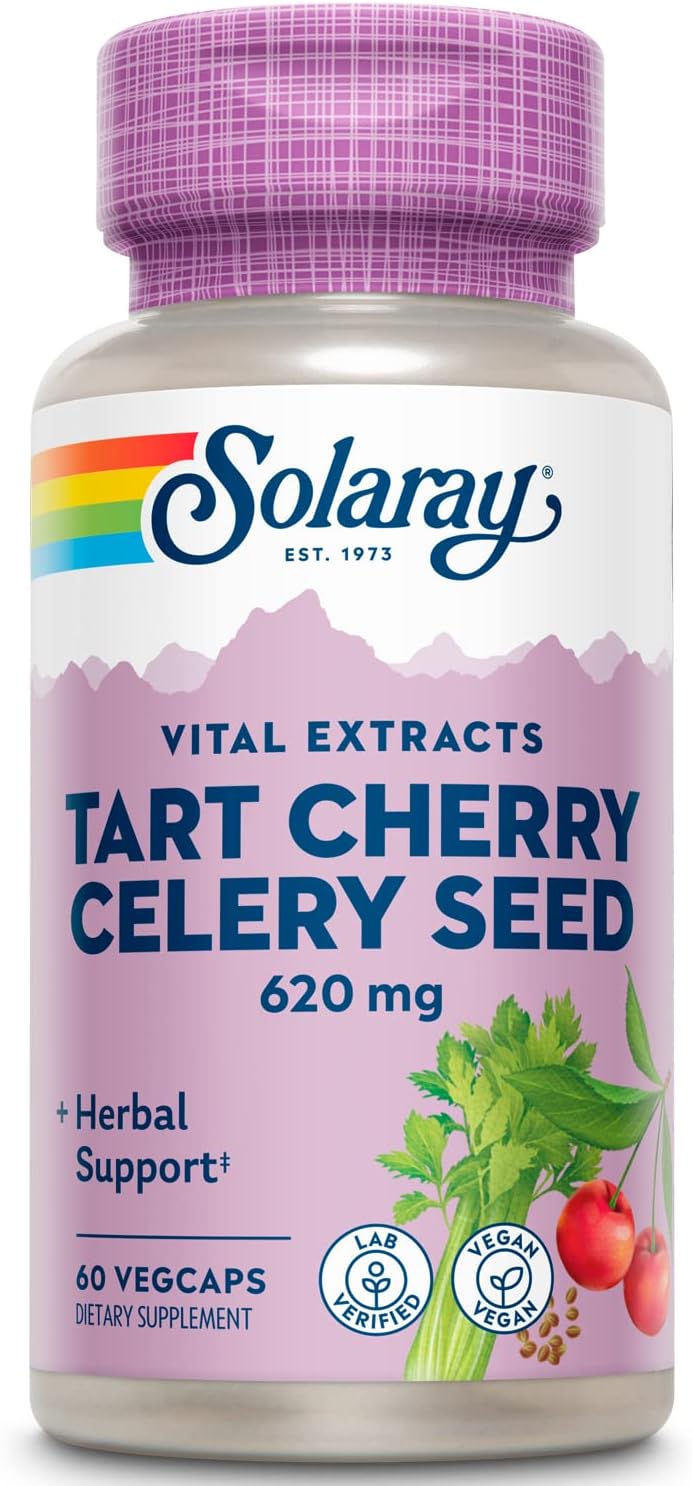 SOLARAY Tart Cherry and Celery Seed Supplement 620 mg - 60 Vegan Capsules - görsel 1