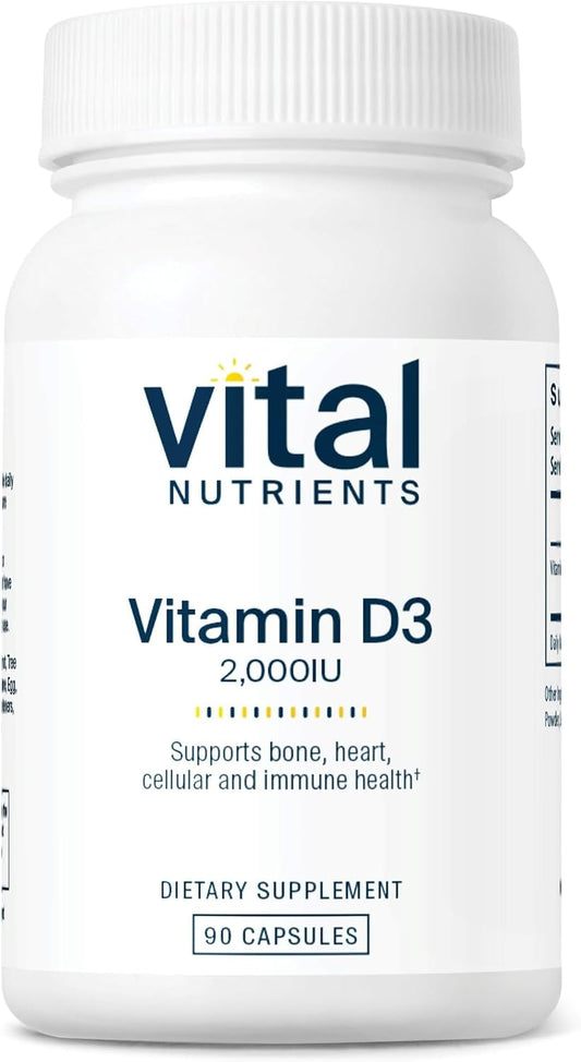 Vital Nutrients Vitamin D3 2000 IU – Vitamin D Supplement for Bone and Immune Health – 90 Capsules