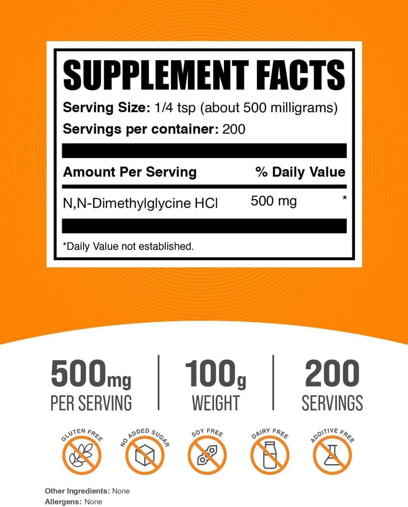 BulkSupplements.com DMG Powder - N,N-Dimethylglycine HCl, 500mg per Serving, 100g - görsel 2