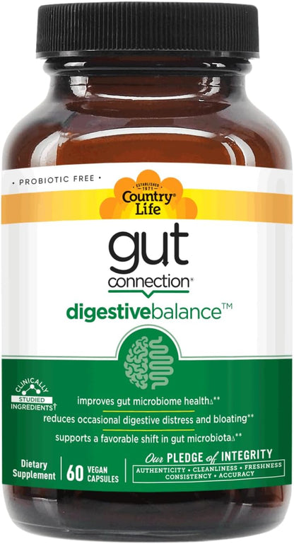 Country Life Gut Connection Digestive Balance – Prebiotic & Digestive Supplement for Gut Health (60 Capsules)