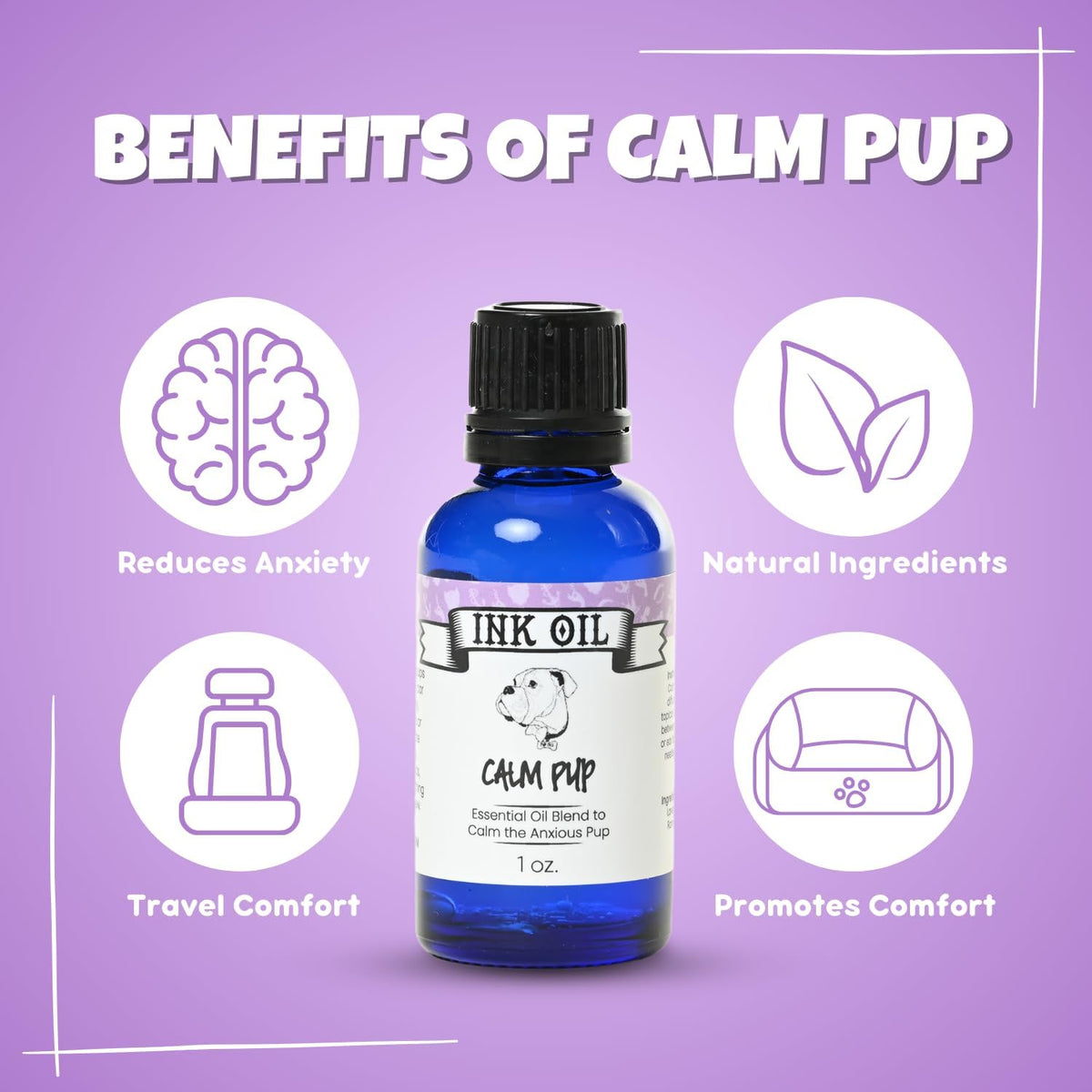 Ink Oil Pup Oils – Dog Calming Supplement | Liquid Drops for Calmness Support & Aromatherapy - görsel 2