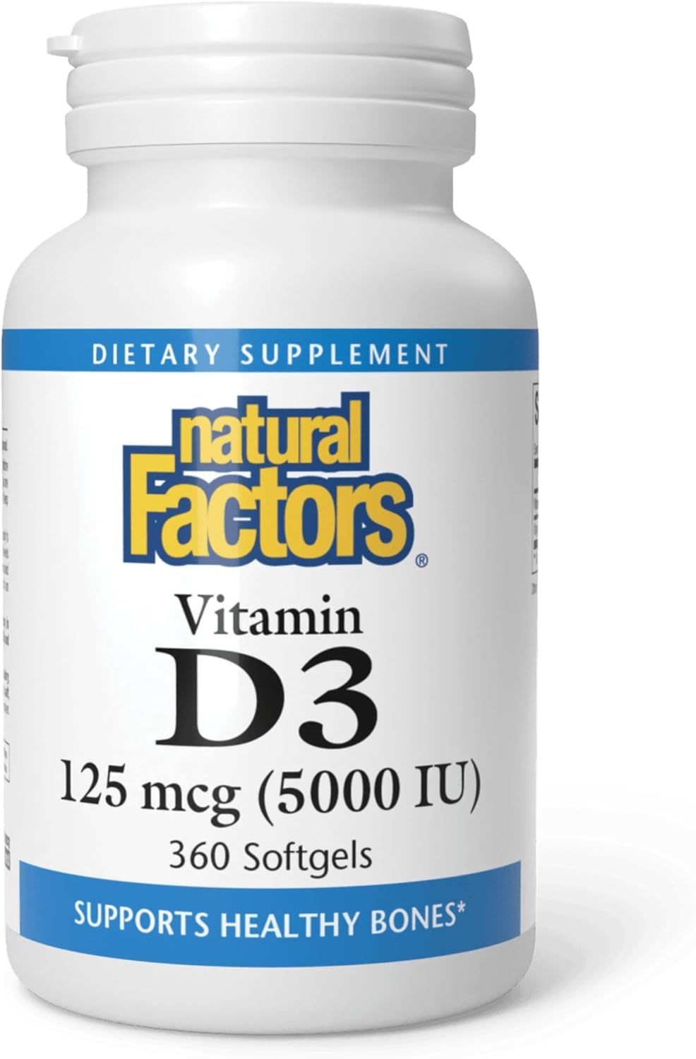 Natural Factors Vitamin D3 5000 IU (125 mcg) Softgels, 360 Count - görsel 1