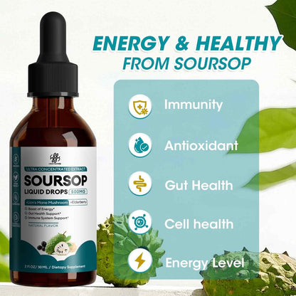 iMATCHME Soursop Graviola Liquid Drops – Immune, Digestive and Antioxidant Support with Elderberry & Lion's Mane, 30 ml