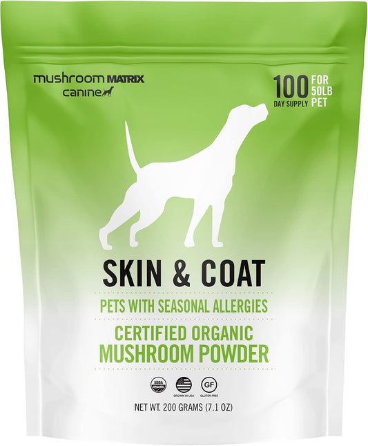 Om Mushroom Matrix Skin & Coat Mushroom Pet Supplement for Dogs & Cats – 200g