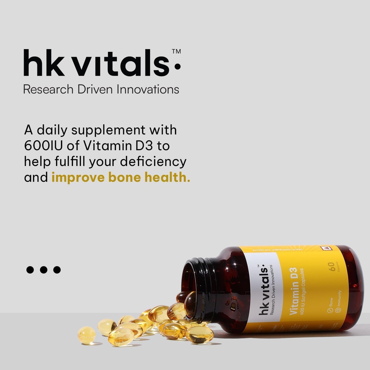 Vitamin D3 (600 IU) - 60 Capsules | with Sunflower Oil for Enhanced Absorption - görsel 6