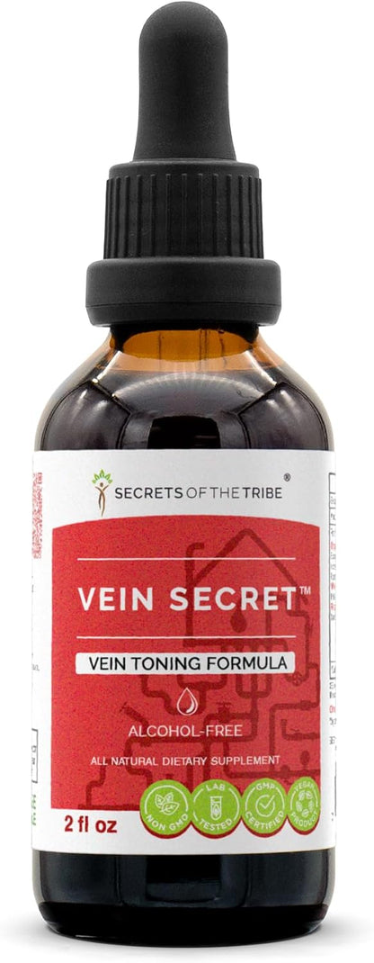 Secrets of the Tribe - Vein Secret, Vein Toning Formula, Herbal Supplement Blend Drops Alcohol-Free Liquid Extract (118 ml)