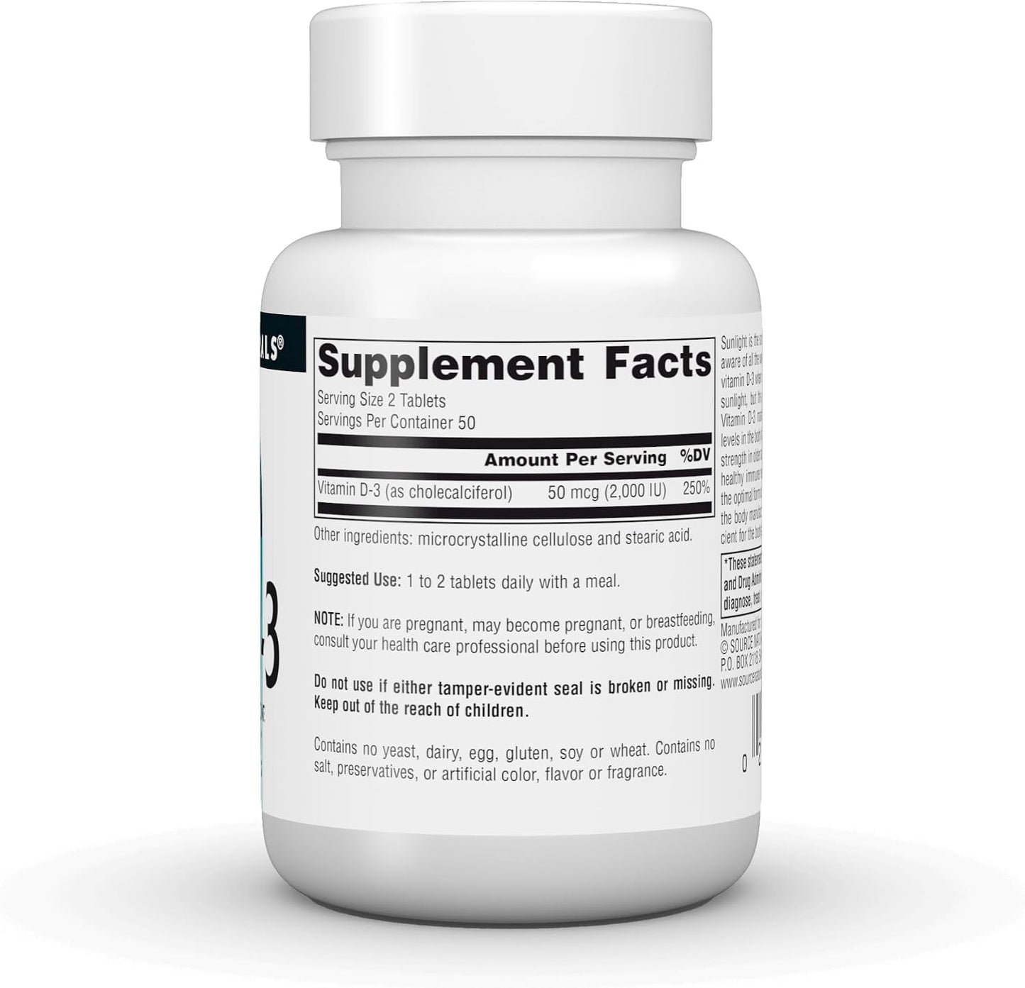Source Naturals Vitamin D3 1000 IU (25 mcg) - 100 Tablets - görsel 3