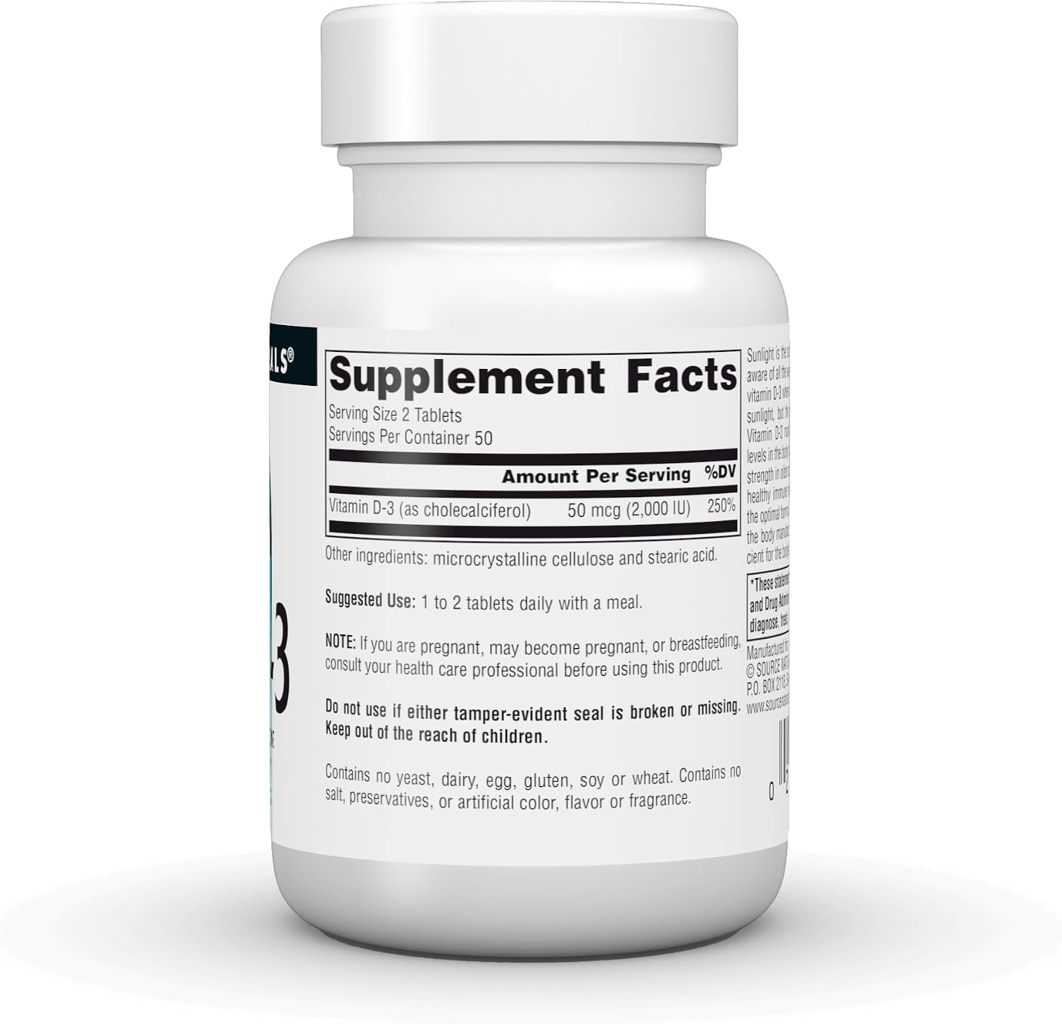 Source Naturals Vitamin D3 1000 IU (25 mcg) - 100 Tablets - görsel 3