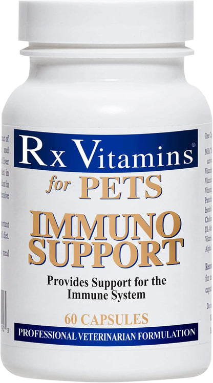 Rx Vitamins for Pets Immuno Support for Dogs and Cats - Immune System Support - Help Brain Function Bones Muscles Stress & Ageing - 60 Capsules