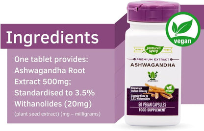 Nature's Way Ashwagandha, 60 Vegetable Capsules