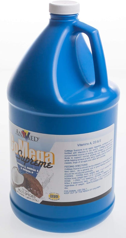 AniMed CoMega Supreme, 1 US Gallon (3.78 L), Balanced Essential Fatty Acid Coat Supplement for Horses