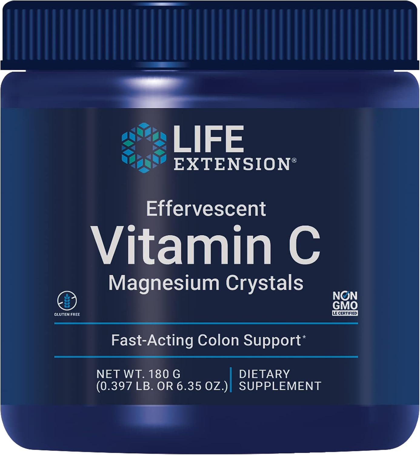 Life Extension Effervescent Vitamin C Magnesium Crystals, Helps Support Digestive Regularity, Gluten-Free, Non-GM, Vegetarian, Net Wt. 180g - görsel 1