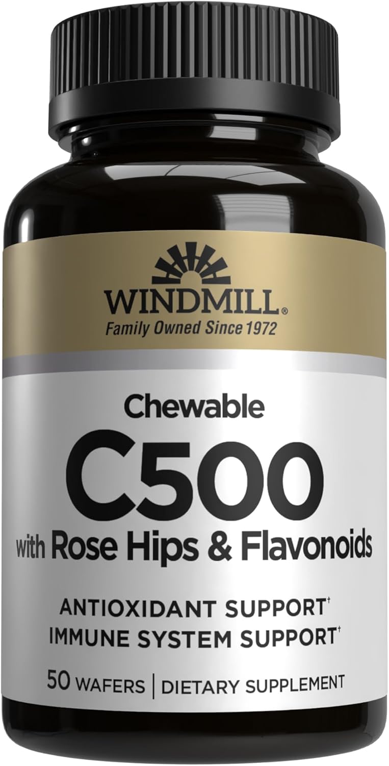 Windmill Vitamin C 500 mg with Rose Hips and Bioflavonoids, Chewable Tablets, 50 Tablets - görsel 1