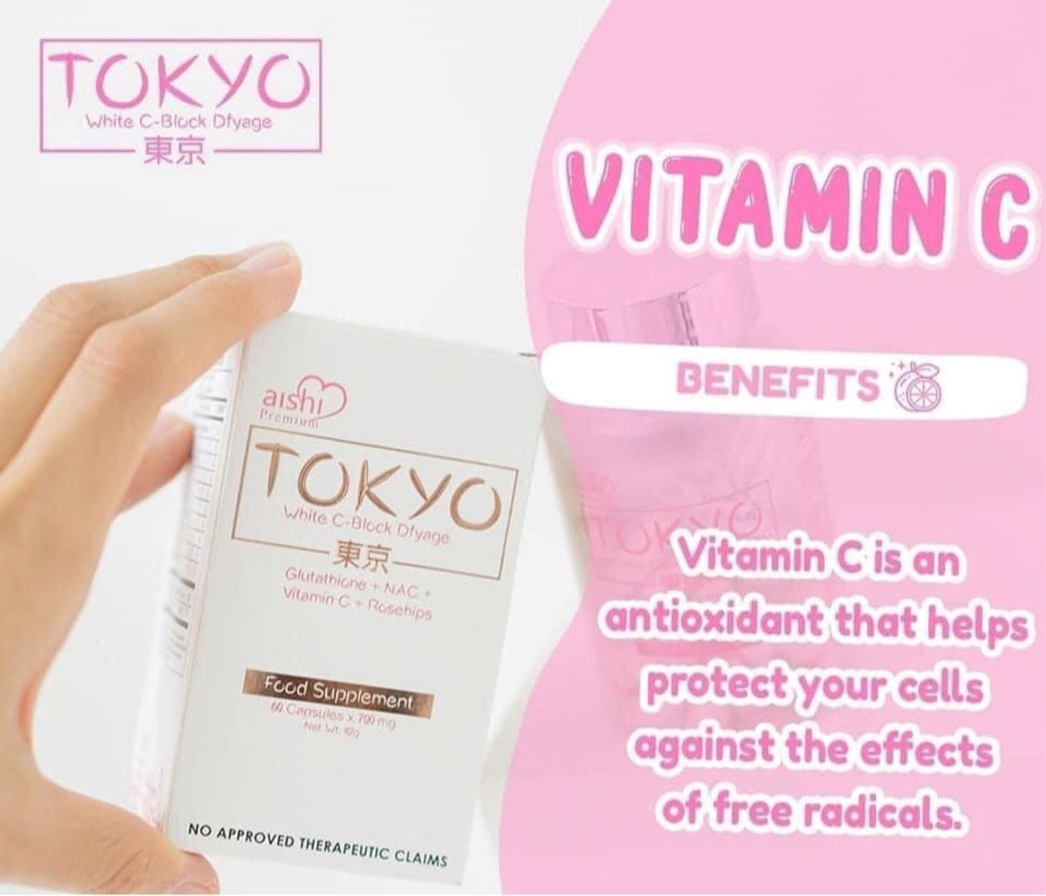 Tokyo White C-Block Dyfage Glutathione, 60 Capsules - görsel 3