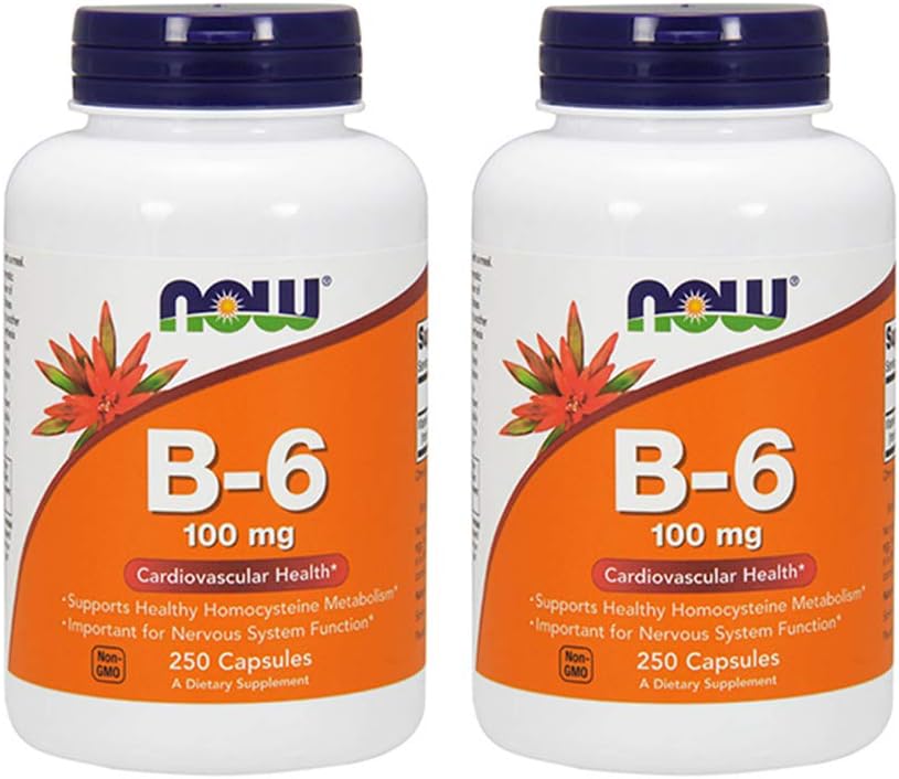 NOW Vitamin B-6 100 mg, 250 Capsules (Pack of 2) - görsel 1