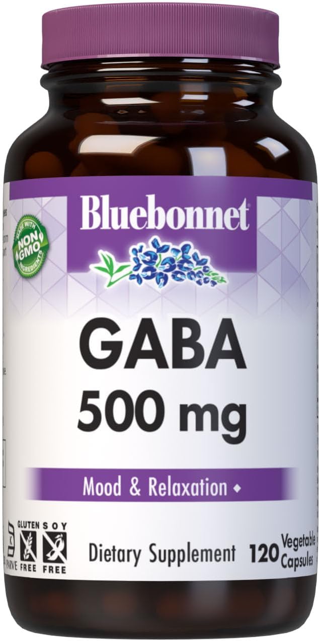 BlueBonnet Nutrition GABA 500 mg with Vitamin B6 (P5P) - 60 Vegetable Capsules - görsel 8