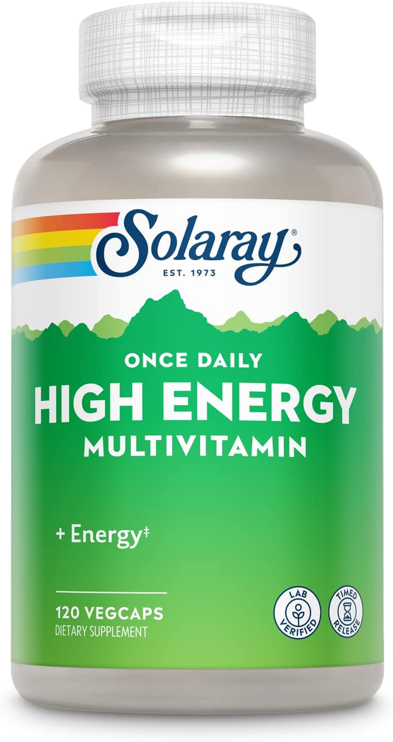 SOLARAY Once Daily High Energy Multivitamin for Women and Men – with Vitamin C, Vitamin D and Whole Food & Herb Base – Cellular Energy Metabolism & Immune Function Support – 200 Servings, 200 Veg Capsules - görsel 10