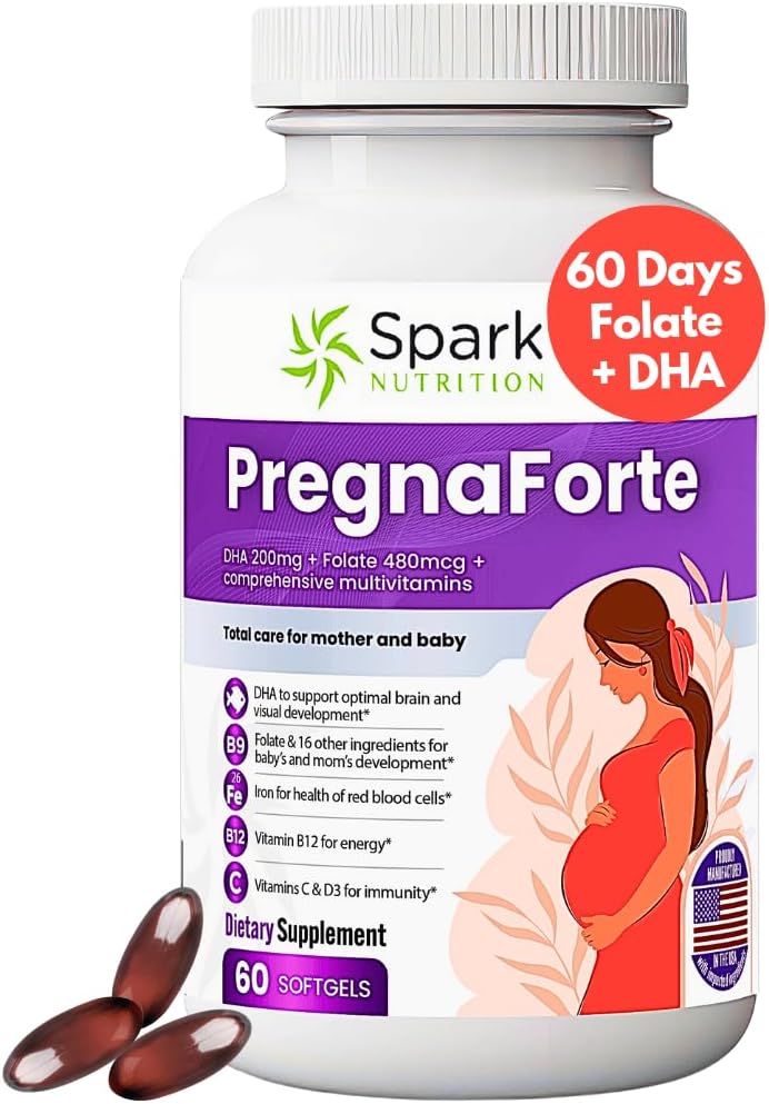 Pregnaforte Once a Day Prenatal Multivitamin with DHA, Folic Acid & Iron – 60 Capsules - görsel 1