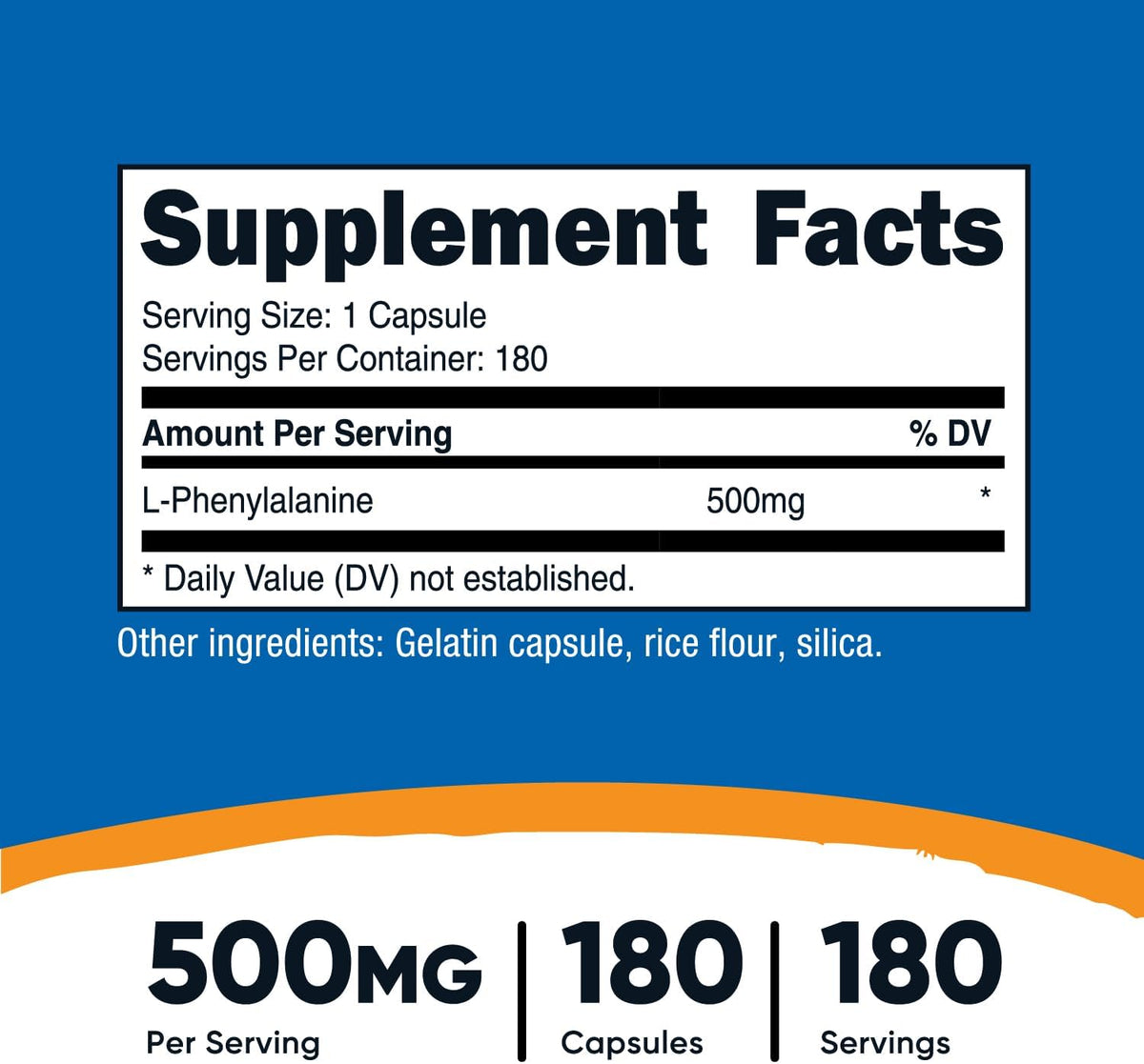 Nutricost L-Phenylalanine 500 mg - 180 Capsules - görsel 2