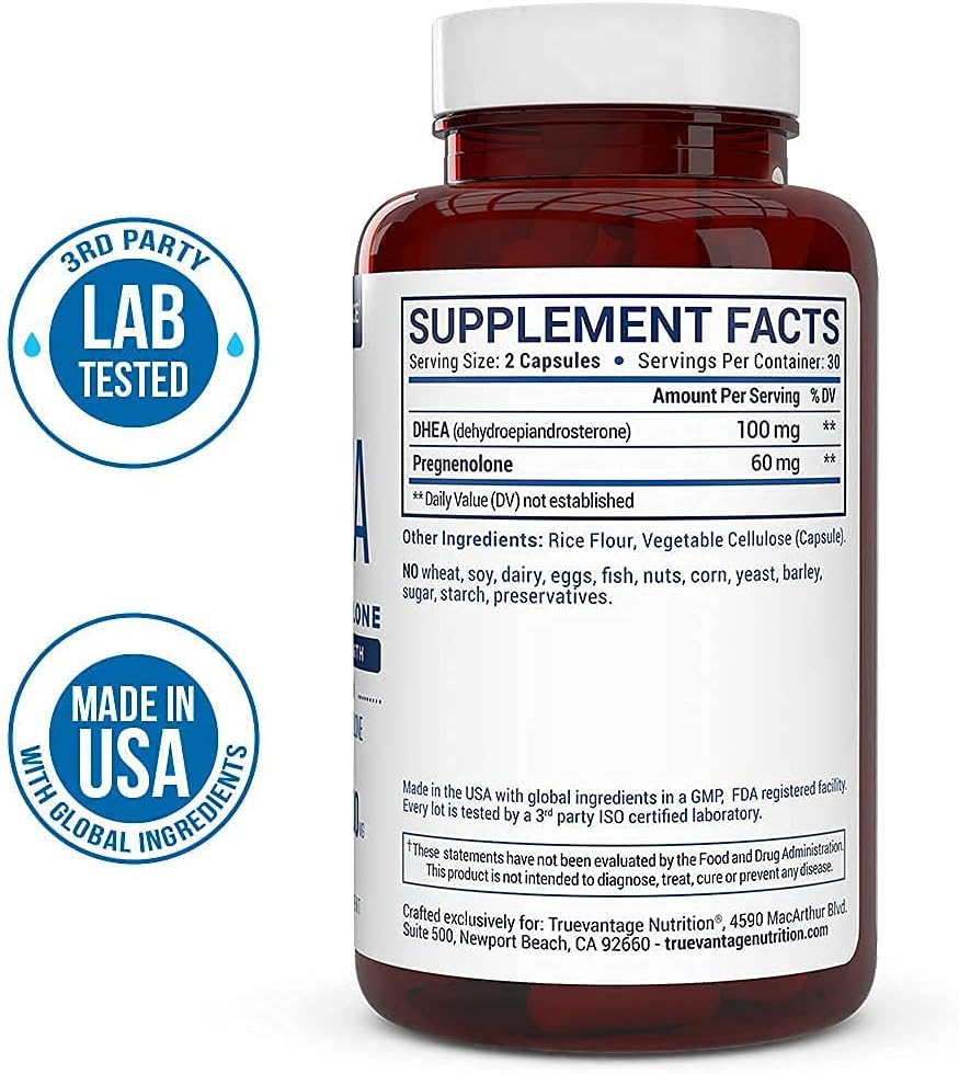 Truevantage DHEA 100mg + Pregnenolone 60mg - Hormone Support Supplement - görsel 3