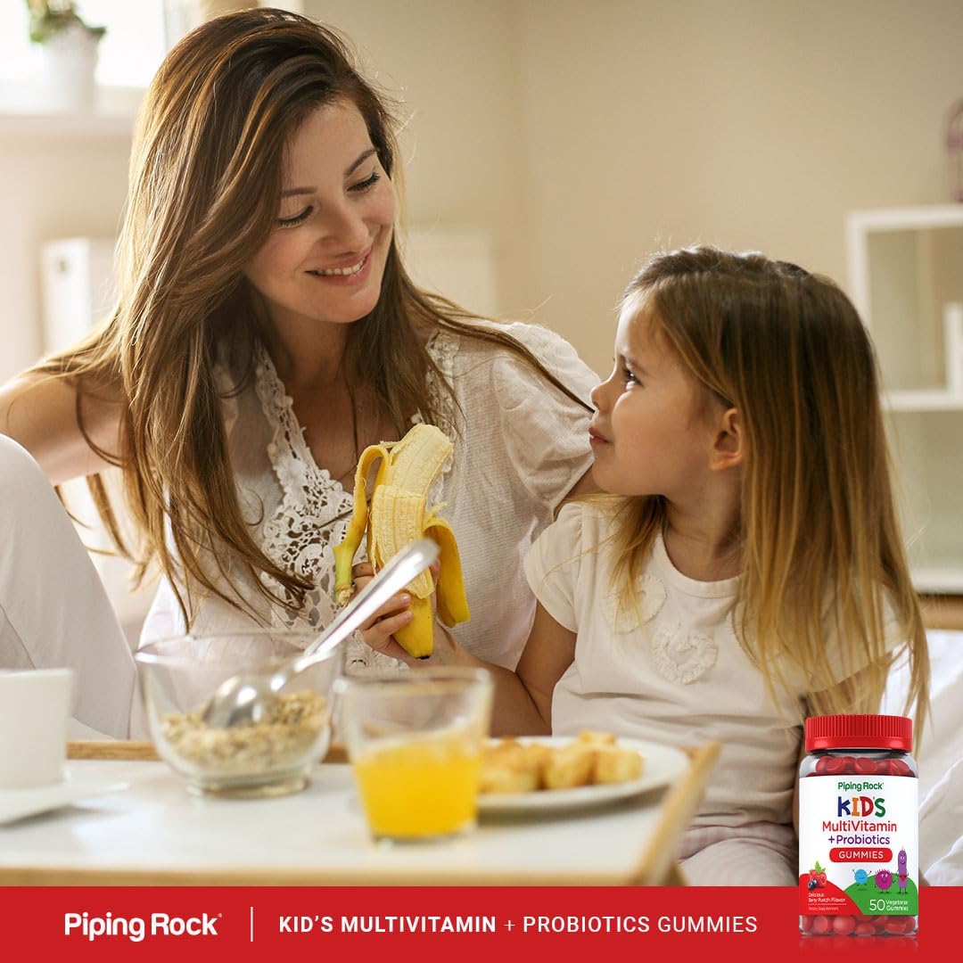 Piping Rock Children's Multivitamin Gummies with Probiotics - 50 Berry Punch Chewables - görsel 6