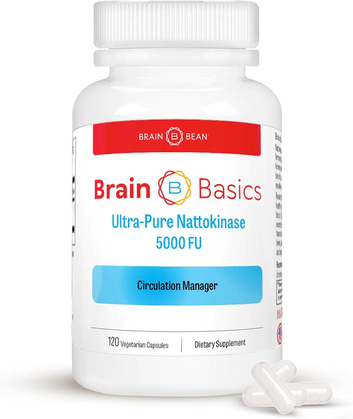 Brain Basic Ultra-Pure Nattokinase 5000 FU – 120 Capsules – Natural Circulation Support with Highest Potency Available – Non-GMO, Vegan, Gluten-free - görsel 1