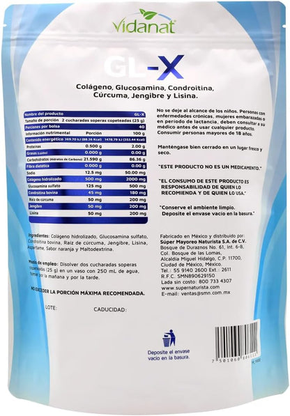 Vidanat GL-X Orange 1kg – Joint Support with Glucosamine, Chondroitin, Turmeric Root and Collagen