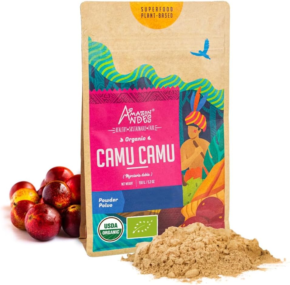 Amazon Andes Organic Camu Camu Powder – 100g (3.5oz) – USDA Organic Freeze Dried Whole Berry – Natural Vitamin C from Peru - görsel 1