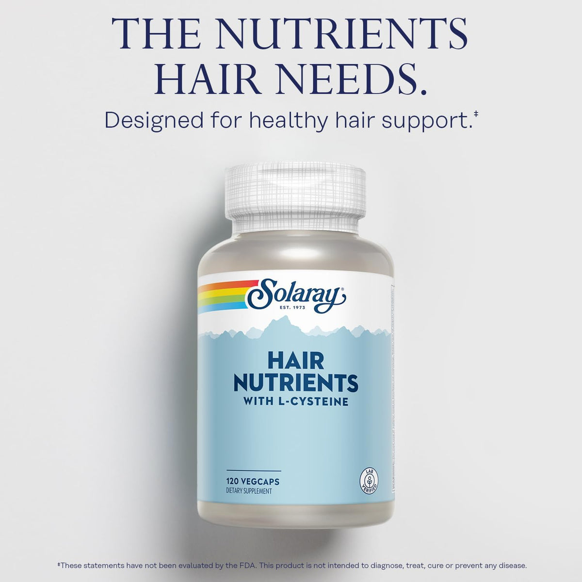SOLARAY Hair Nutrients Supplement – Biotin, L-Cysteine, Iron, Zinc – 120 Veg Capsules - görsel 3