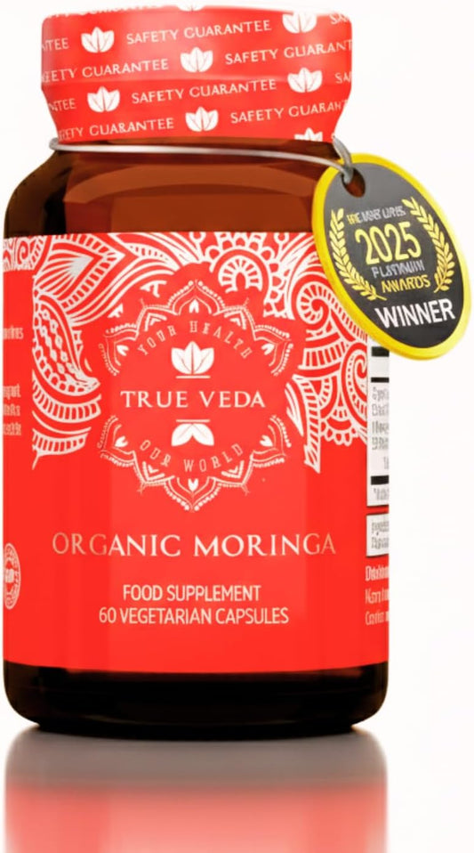 Organic Moringa Capsules | True Veda | 10:1 Leaf Extract | 60 Vegan Capsules