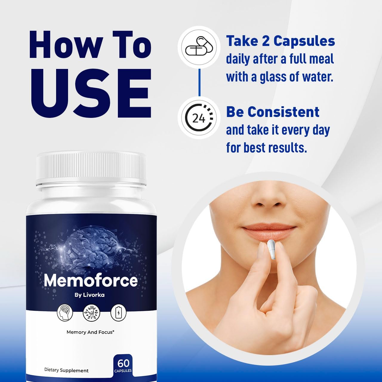 (5 Pack) Memoforce Brain Supplement - Official Memoforce Premium Formula Capsules, Advanced Support Memo Force Brain Supplement for Wellness & Overall Health, Memoforce Reviews, 300 Capsules for 5 Months - görsel 3