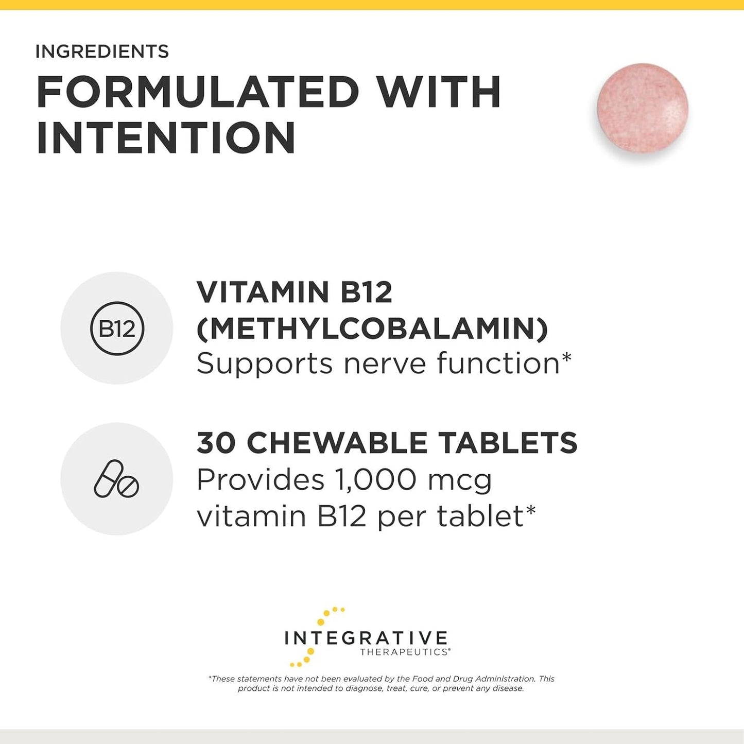 Integrative Therapeutics B-12 Active, Vitamin B12 for Normal Nervous System Function, Cherry Flavoured, 30 Chewable Tablets - 2 Pack - görsel 4