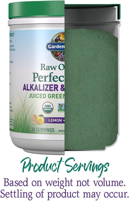 Garden of Life Raw Organic Perfect Food Alkalizer and Detoxifier, Lemon Ginger Flavoured Superfood Powder Supplement, 30 Servings