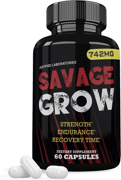 Savage Grow 742mg All-Natural Advanced Men's Health Formula - 60 Capsules