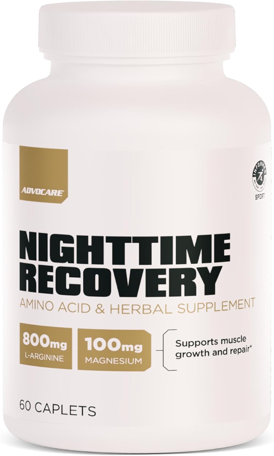 AdvoCare Night-time Recovery Amino Acid & Herbal Supplement – Muscle Recovery Support with Ashwagandha, L-Arginine, Magnesium & More – 60 Caplets - görsel 1