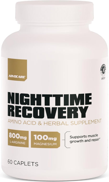 AdvoCare Night-time Recovery Amino Acid & Herbal Supplement – Muscle Recovery Support with Ashwagandha, L-Arginine, Magnesium & More – 60 Caplets