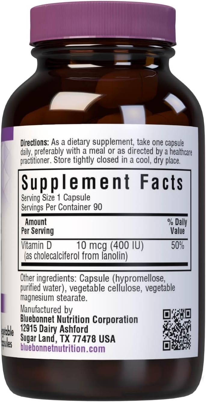 BlueBonnet Vitamin D3 400 IU – 90 Vegetable Capsules (Non-GMO, Gluten-Free) - görsel 2